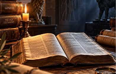 Open book with dried flowers